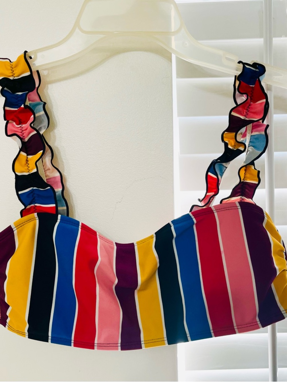 No Boundaries Swimsuit Top (11-13) Sante Fe Stripe Ruffle Strap